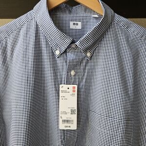 Uniqlo Men's Blue Checkered Shirt Lg